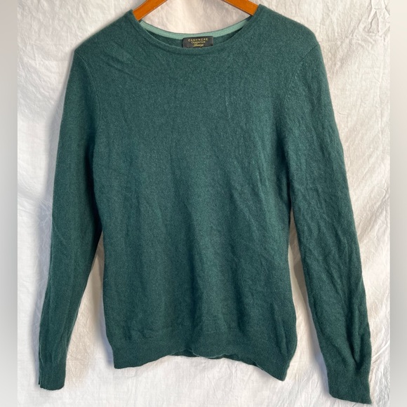 Charter Club Cashmere Luxury Sweater Women L Green Teal Pullover Lightweight Top - Picture 1 of 16
